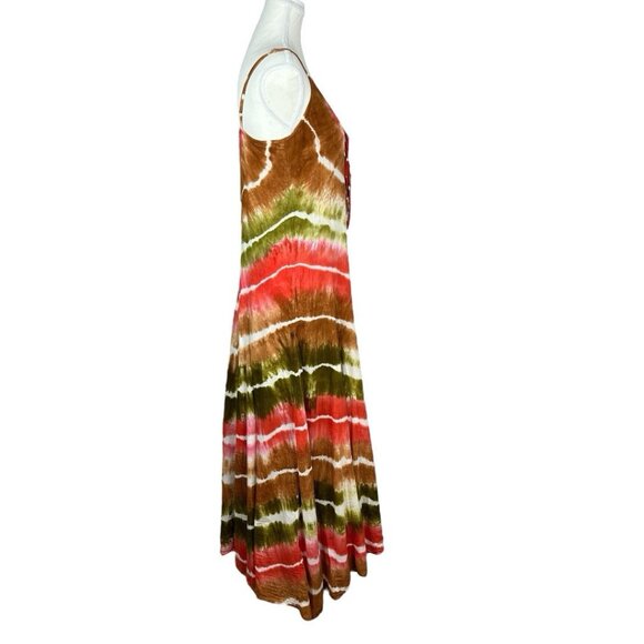 Solitaire LA Women's Multi-Colored Tie Dye Bohemian Maxi Sun Dress Size M/C33 - Picture 2 of 9